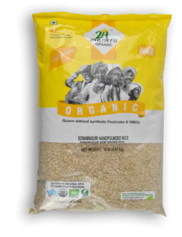24 MANTRA ORGANIC Sonamasuri Semi Brown Rice 10 LBS